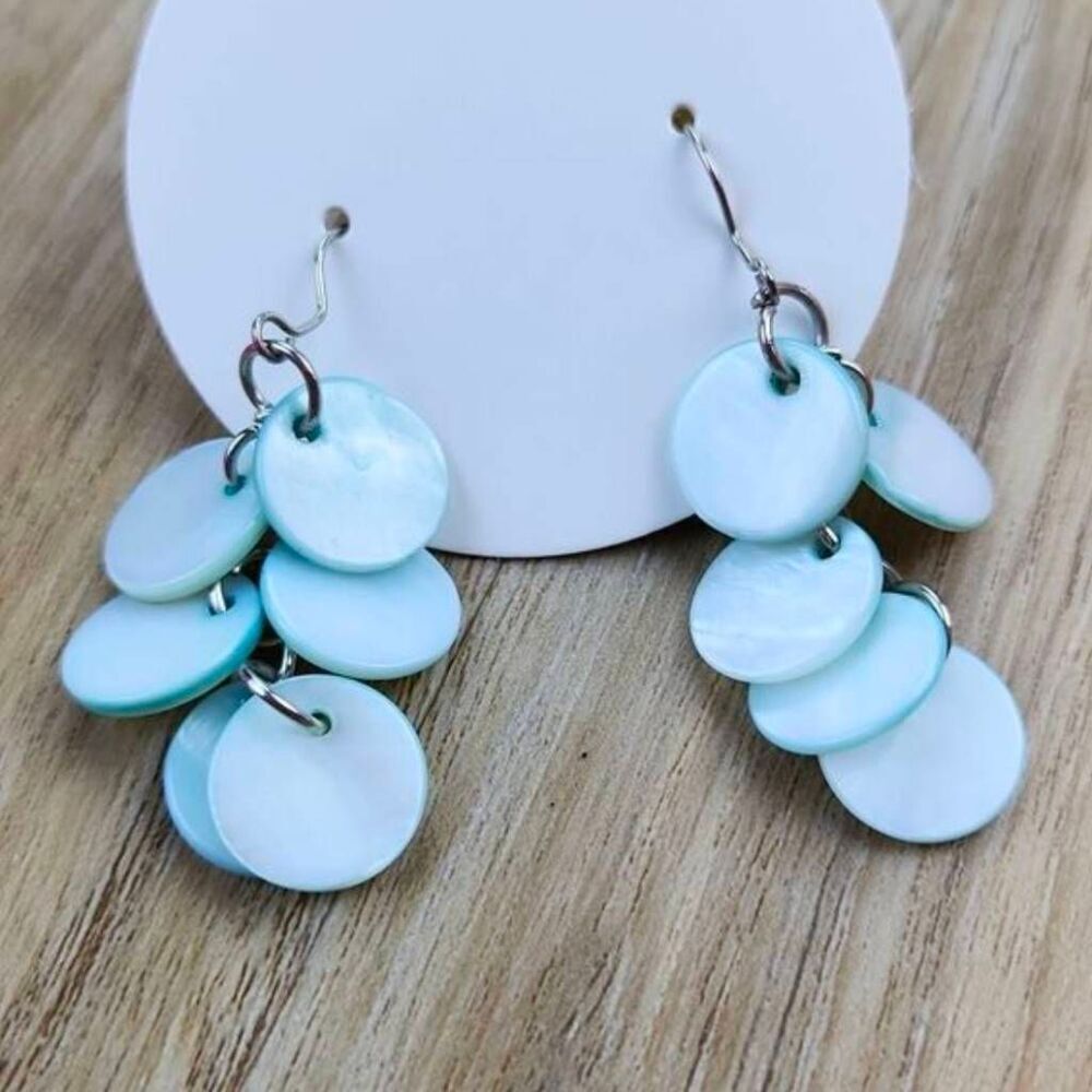 💜Dangling Light Turquoise Blue Cluster Earrings